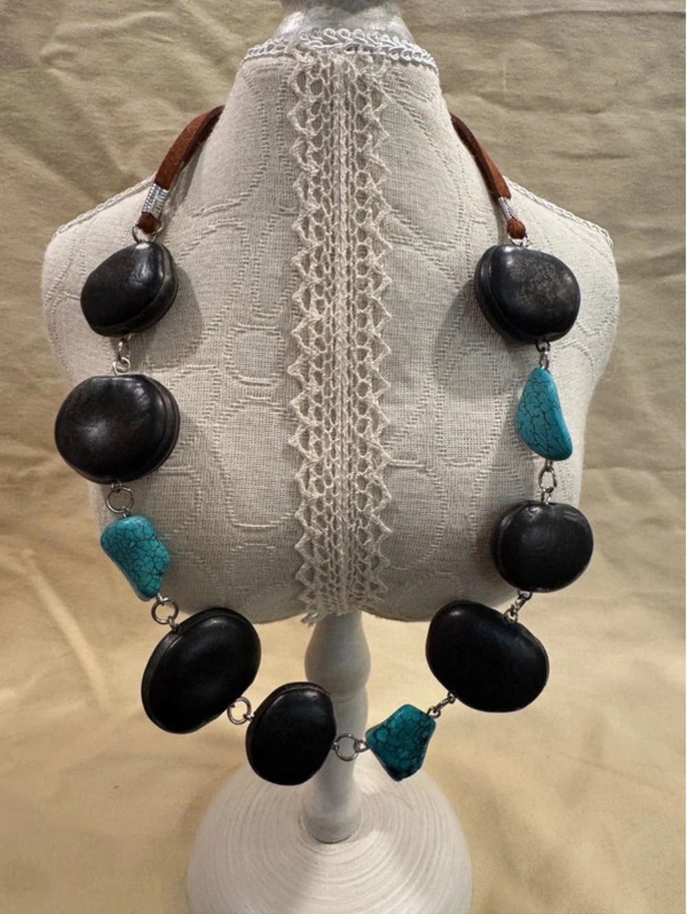 Boho Black & Turquoise Statement Necklace